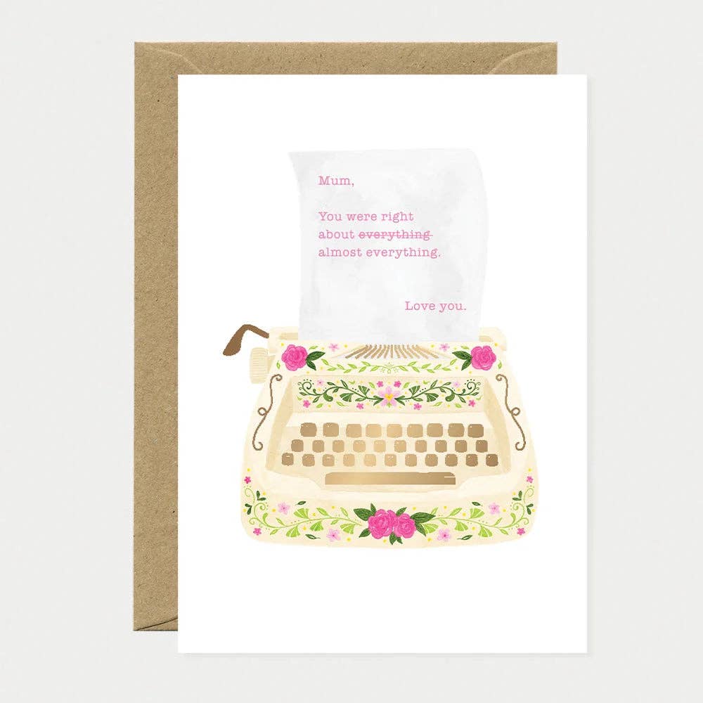 Love you mum typewriter - Greeting card