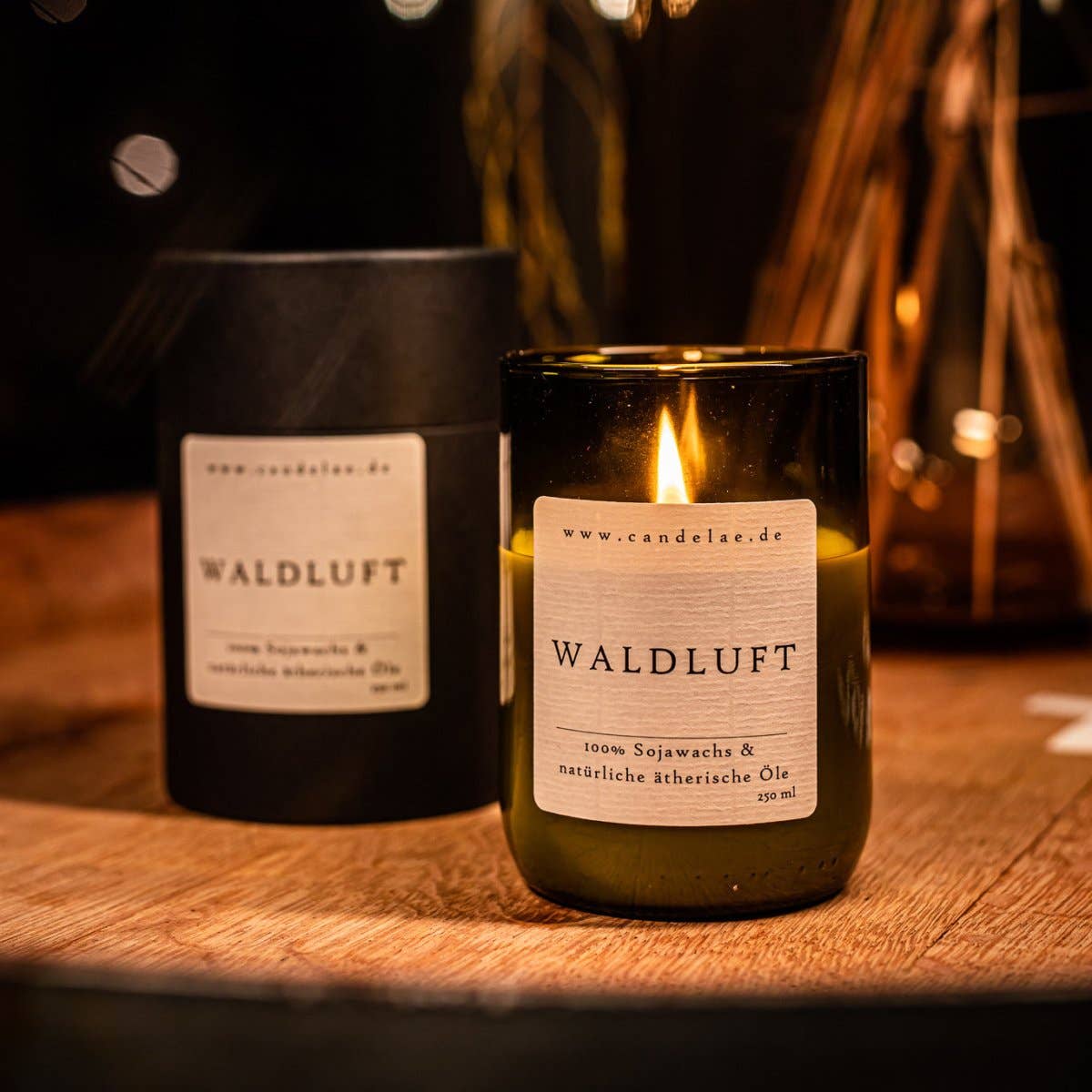 Forest Air – Soy Wax Scented Candle with Forest Scent from Recycled Wine Bottle