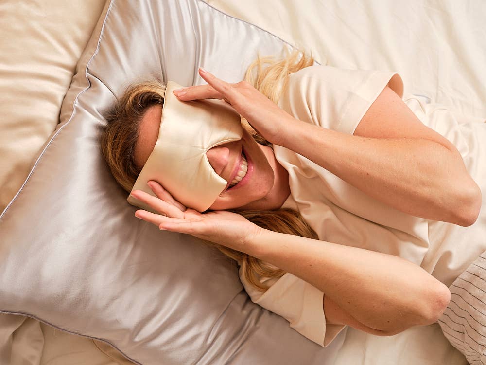 Pure Silk Sleep Mask Headband: Midnight blue