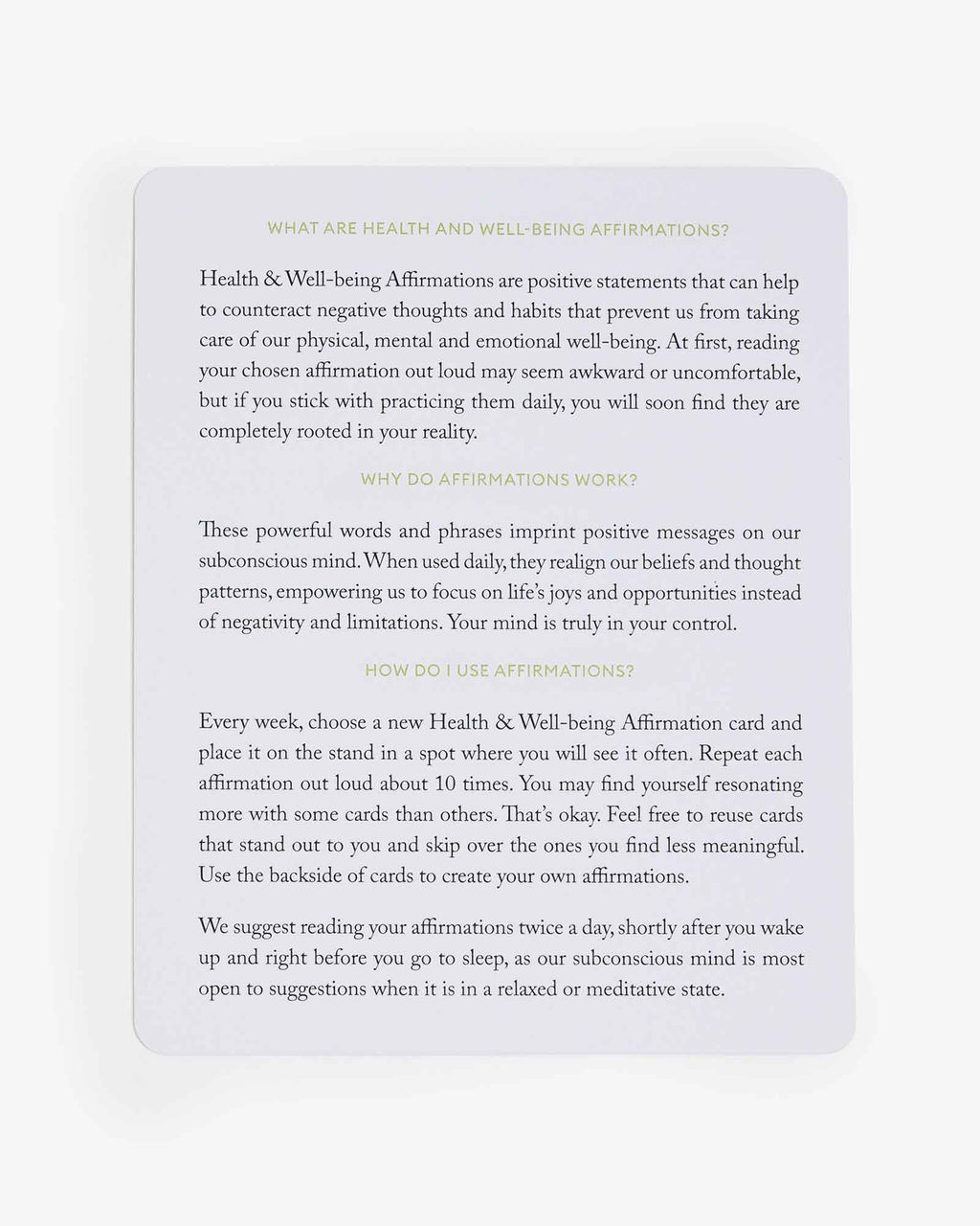 Mindful Affirmations Health & Wellbeing, Display Cards Gift