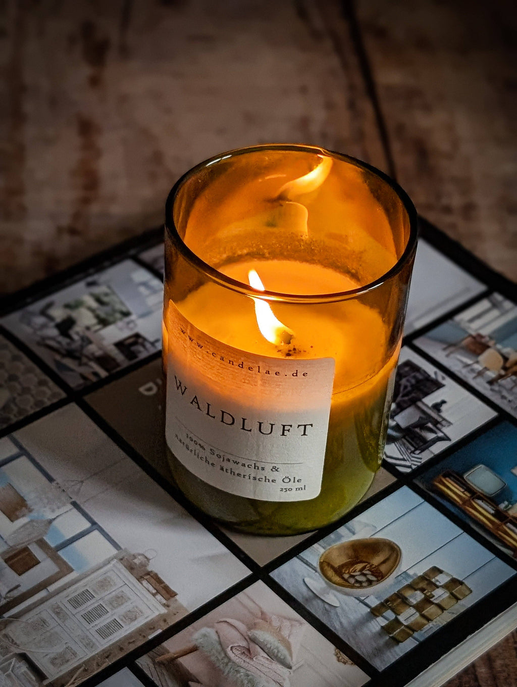 Forest Air – Soy Wax Scented Candle with Forest Scent from Recycled Wine Bottle
